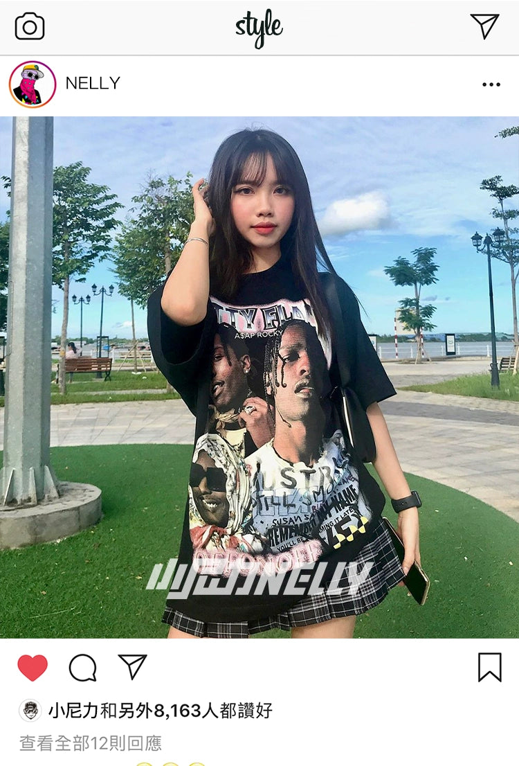 Trendy Fashion High Street Hip Hop Singer Short Sleeve T-Shirt