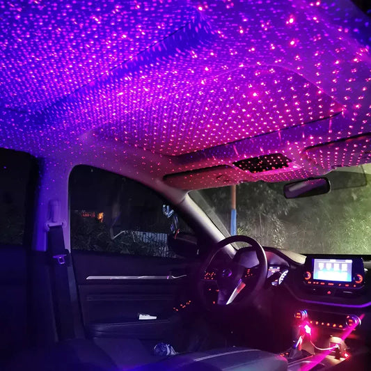 Sound Control LED Car Roof Star Night Light Projector Atmosphere Galaxy Lamp USB Decorative Lamp Adjustable Car Interior Light