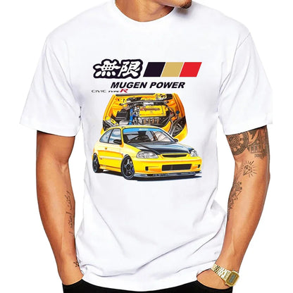 Civic EK Hatch With A D16 B16 K20 H22 Engine T-Shirt Summer Men Short Sleeve Hip Hop Boy White Tees Retro Japan Car Sport Tops