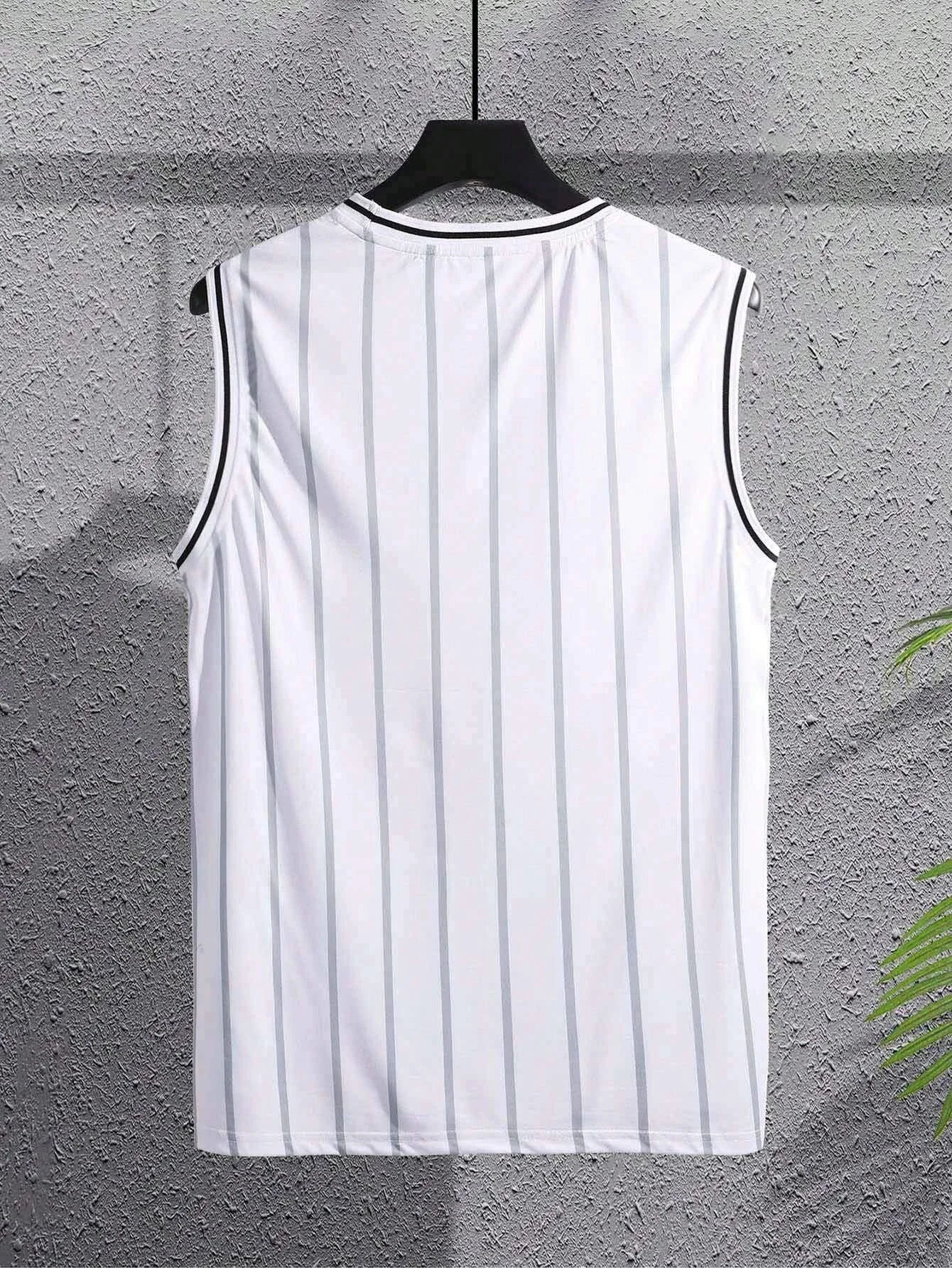 Tank top fully stitched white basketball fan uniform club summer sports sleeveless mesh moisture absorption training uniform