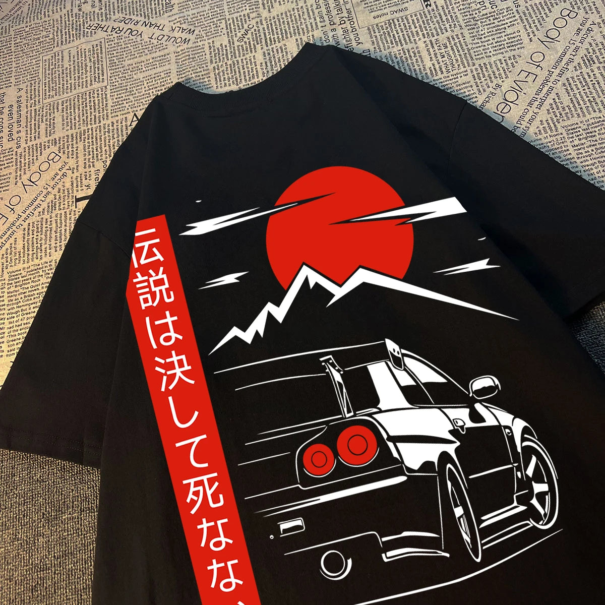 Japanese Style Car JDM Culture GTR Racing T Shirts Male Back Print Street Wear Original Design Oversized 100% Cotton Tops Tee