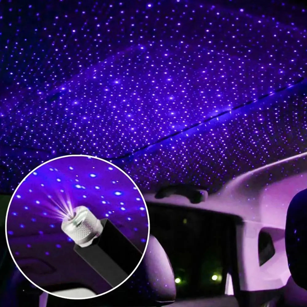 Sound Control LED Car Roof Star Night Light Projector Atmosphere Galaxy Lamp USB Decorative Lamp Adjustable Car Interior Light