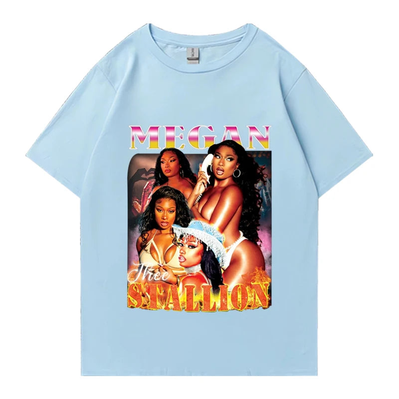 2024 Rap Megan the stallion Hip Hop music print T shirt Unisex summer oversized short sleeve T-shirts Men Women 100% Cotton Tops