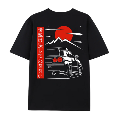 Japanese Style Car JDM Culture GTR Racing T Shirts Male Back Print Street Wear Original Design Oversized 100% Cotton Tops Tee