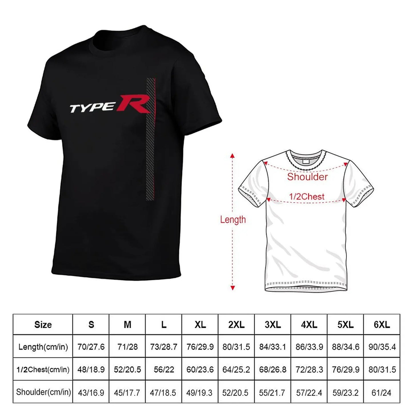 Honda Civic Type R Racing Stripe Carbon Fk8 T-Shirt Short sleeve tee luxury t-shirt mens graphic t-shirts anime